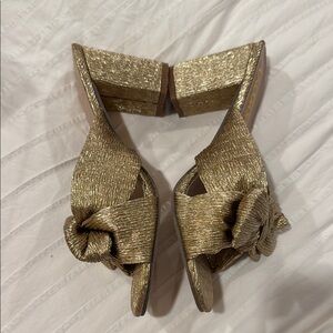 Lulu's Gold Mules Metallic Slip-On Shoes, nwot